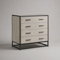 Cómoda de 4 Gavetas em MDF Carvalho Claro e Aço Preto, 80 x 40 x 90 cm