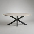 Mesa Oval 180 x 100 x 75 cm em Carvalho Claro e Preto