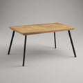 Mesa de Jantar Retangular 140 x 80 x 75 cm em MDF Folheado a Carvalho Natural com Pernas em Aço Preto