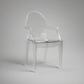 Cadeira Transparente em PMMA com Encosto Redondo, 54 x 56 x 94 cm