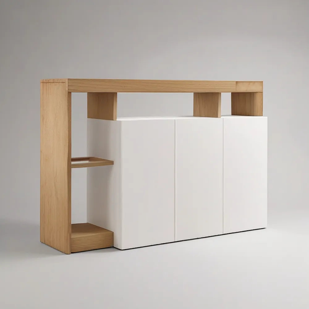 Móvel de Arrumação em MDF Branco e Carvalho Natural 120 x 40 x 90 cm