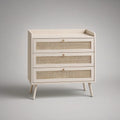 Cómoda com 3 Gavetas em MDF e Vime Natural Bege, 80 x 40 x 90 cm